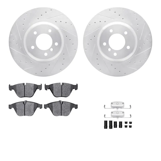 R1 Concepts WGYH1-31069 eLINE Rotor - Drilled & Slotted - Silver W/ Semi-Met Pads